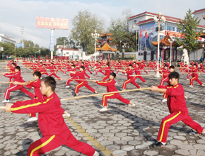 <b>鹅坡学生练习少林棍</b>